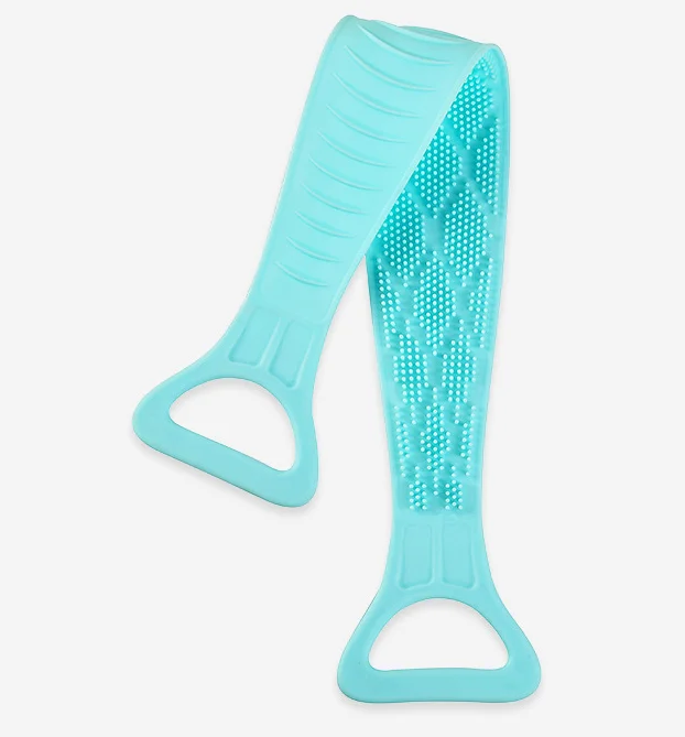 USSE Silicone Bath Body Brush, Long Exfoliating Back Scrubber Massager Towel