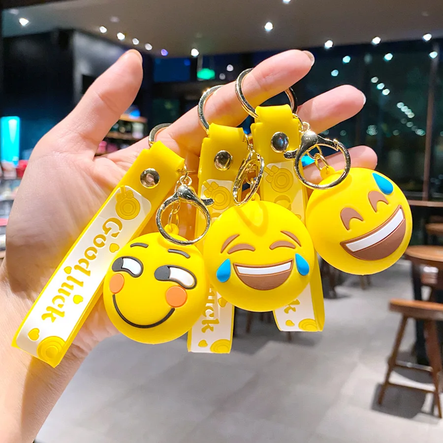 Emojio Creative 3D Cute Good Mood Expression Smile Key Chain Kawaii Cartoon Smile Happy Face Keychain