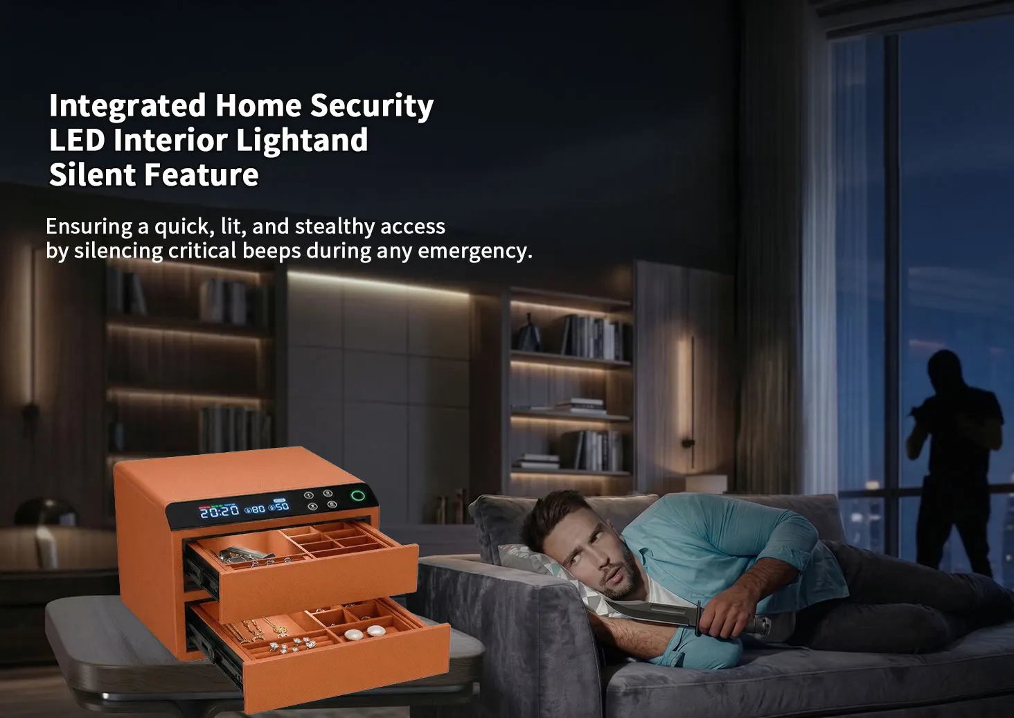 dr 1273 ft ceqsafe smart high quality leather 3 layers anti theft safe box intelligent fingerprint entry for home jewelry wardrobe storage-1