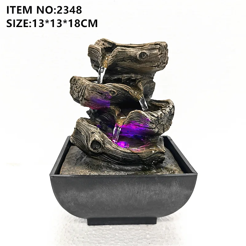 Factory Outlet Indoor Desktop Fountain Waterfall 4 Tier Artificial Rock Resin Crafts Office Tabletop Mini Water Fountain