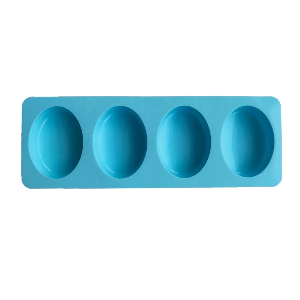 Wholesale Custom 4 Cavity Oval Shaped Silicone Soap Mold for Handmade Soap Making Forms Cake Decoration for Baking Mold Craft