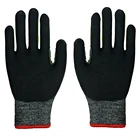 Gloves 13G HPPE Liner Palm Coated With Sandy Nitrile Reinforcement On Thumb Crotch TPR On Back Velcro Finished Gloves