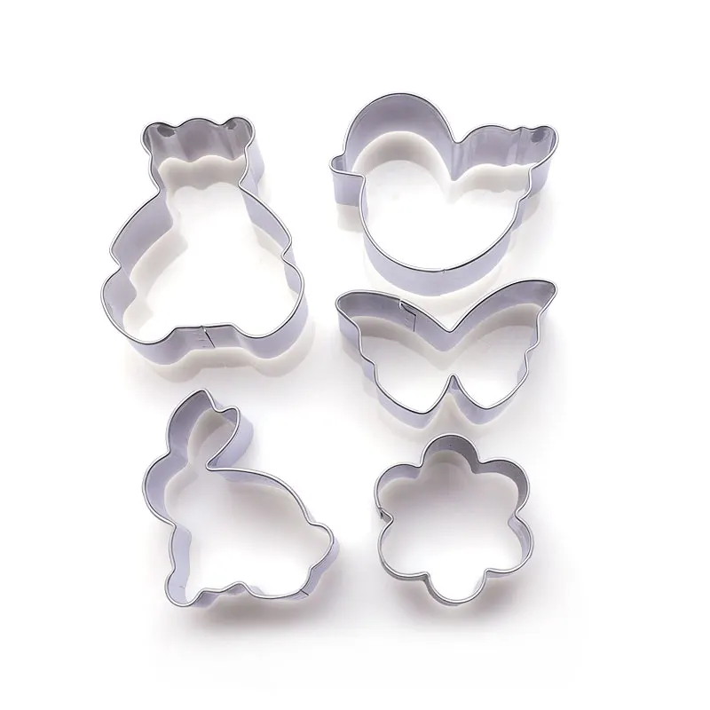 Practical bear chicken rabbit butterfly flower cute shapes children baking biscuits cutter tool cookie press set