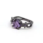 Black Rings Engagement Ring WSYEAR Black Rings For Women Purple White Pink CZ Diamond Engagement Ring