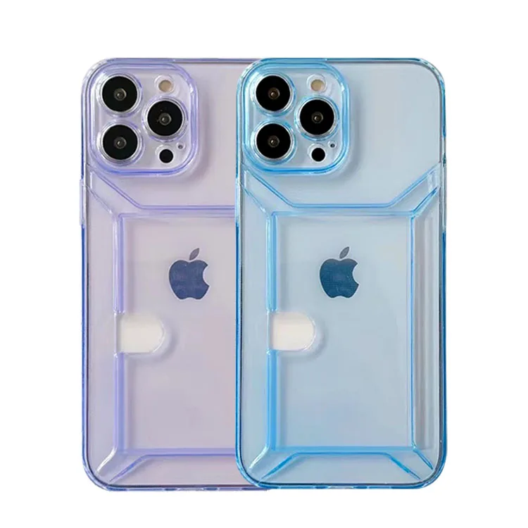 New Arrival TPU transparent Phone Case with Card Holder For IPhone 14 13 8 X XS 11 Pro 12 Max