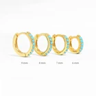 Hoop CANNER Jewelry Women Girlfriend Gift Jewelry Round Micro Inlaid Turquoise Diamond Hoop Earrings