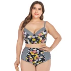 Plus Size Xs-2xl Swimwear For Women's Julysand Plus Size Swimwear Bikini For Fat Women Sexy Floral And Striped Bikini