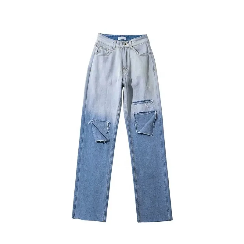 Fashion jeans slim casual wide leg pants high waist section blue long jeans 2023 women's wear