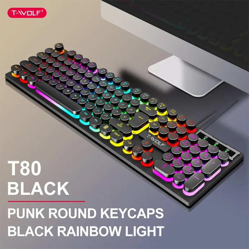 Tastiera USB meccanica per PC Gaming 104 tasti RGB 9 Modalità No Confezione