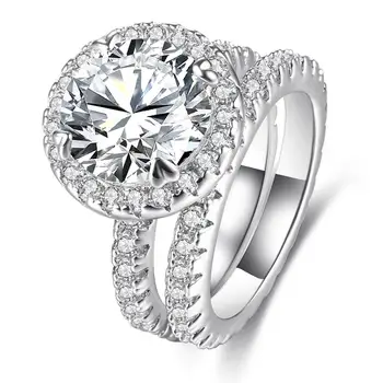 High quality engagement wedding ring moissanite ring zirconia jewelry 18k white gold