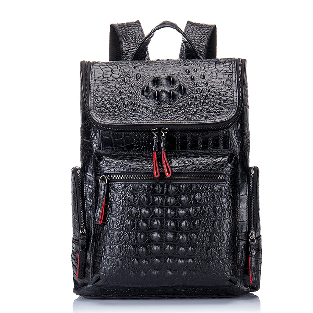 croc leather backpack
