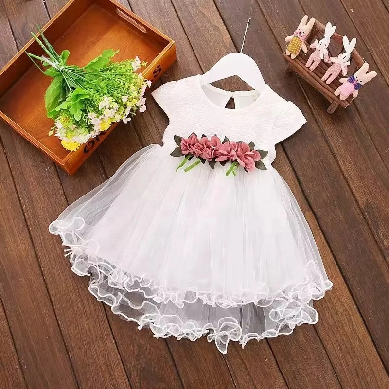 Little Girls Cotton Dress Sleeveless Casual Summer Sundress Flower Printed Jumper Skirt