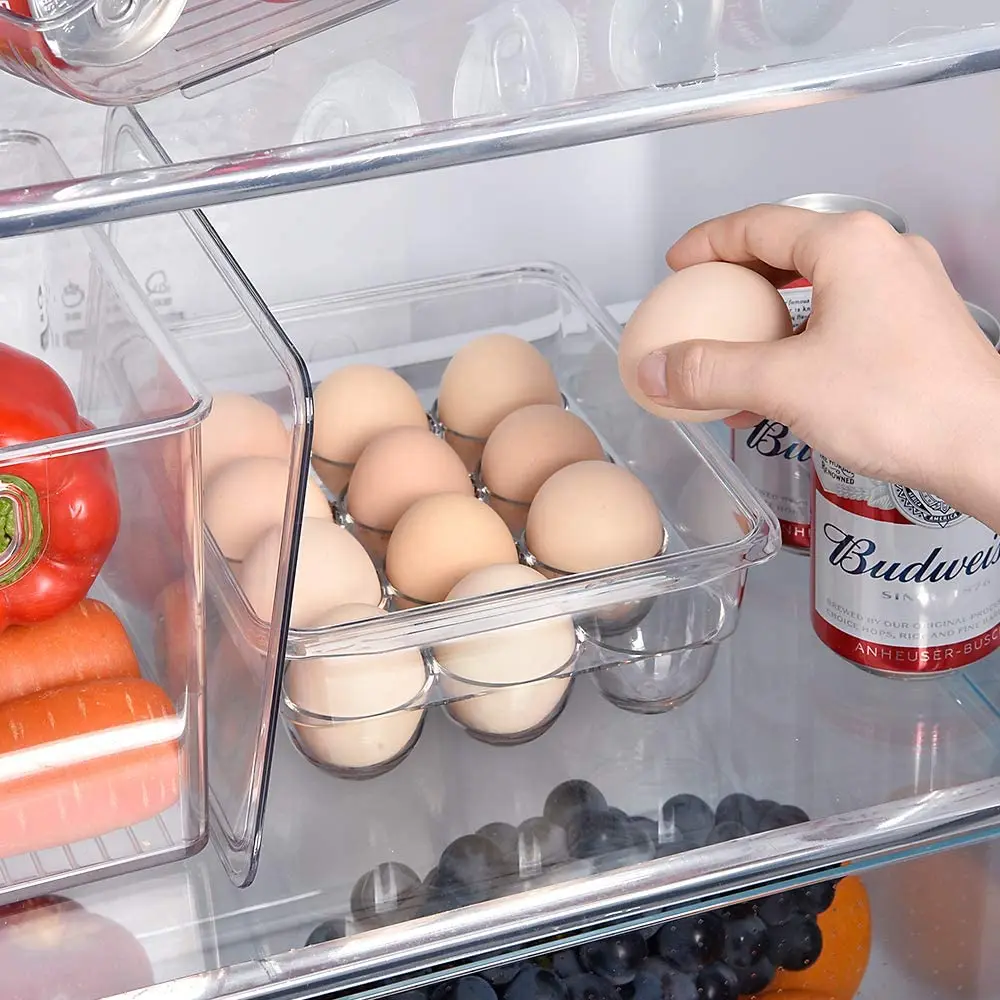 Stackable Egg Holder Organizers For Refrigerator Freezer Kitchen Plastic 12 Eggs Storage Trays With Lids Pantry Fridge - Buy 12 Eggs Organizer,Eggs Storage Trays,Egg Holder Organizers For Refrigerator Product on Alibaba.com