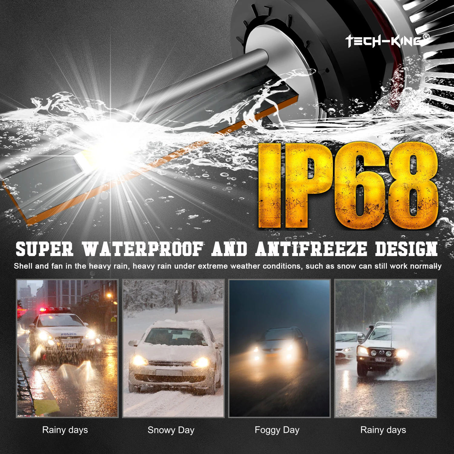 High Lumen LED Headlight Bulb T3 H13 9008 9005 9006 H11 H7 H4 Rosh Led Lens 12V IP68 Auto Lighting System for Cars Canbus Bulb