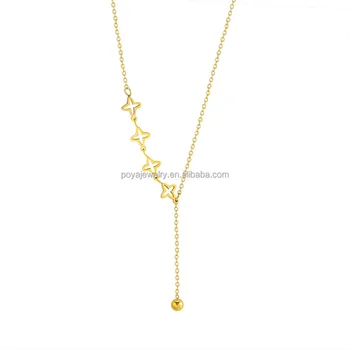 Gold Stainless Steel Skeleton Star Necklace in 18K Gold Fashion Chokers Necklaces with Charm Elegant & Stylish