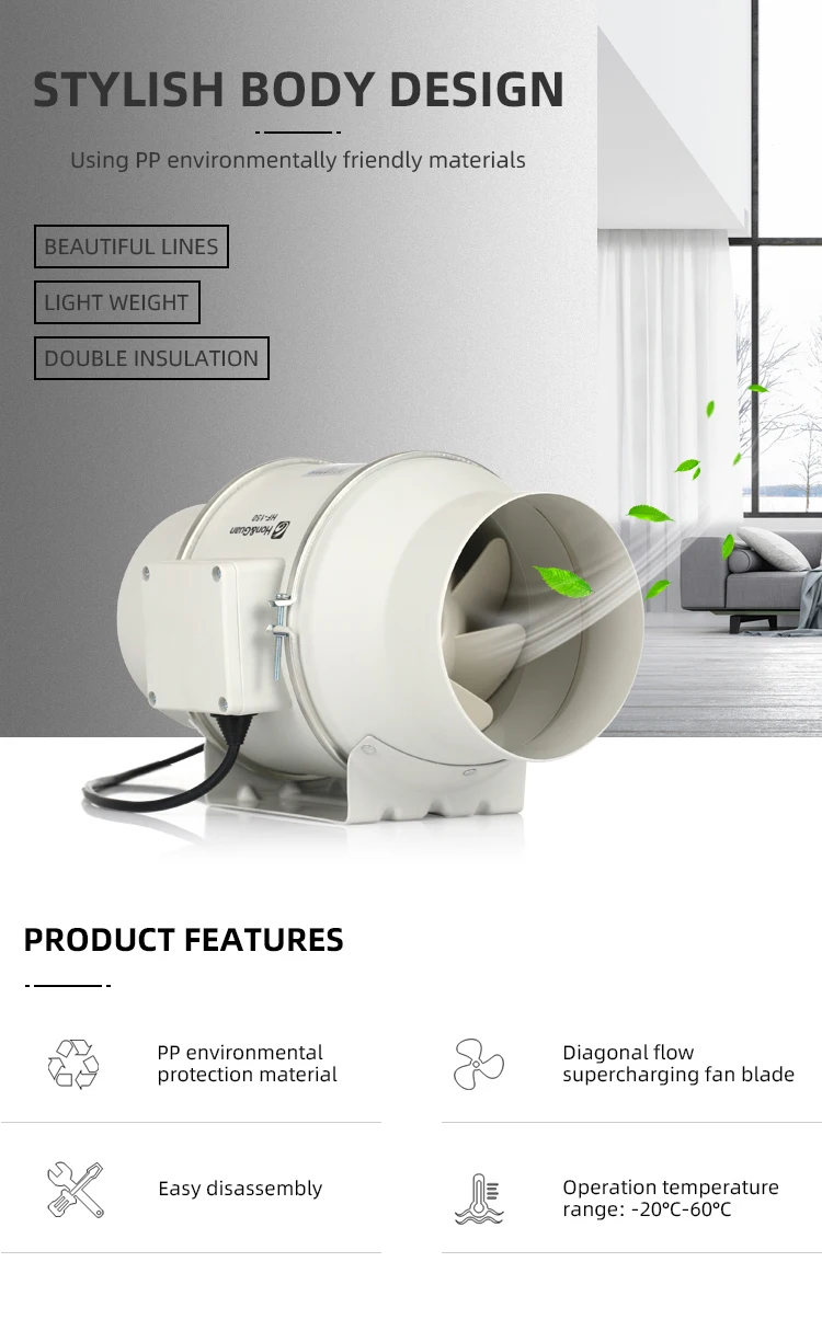 Inline Duct Fan, 5", 100-240V - detail 18