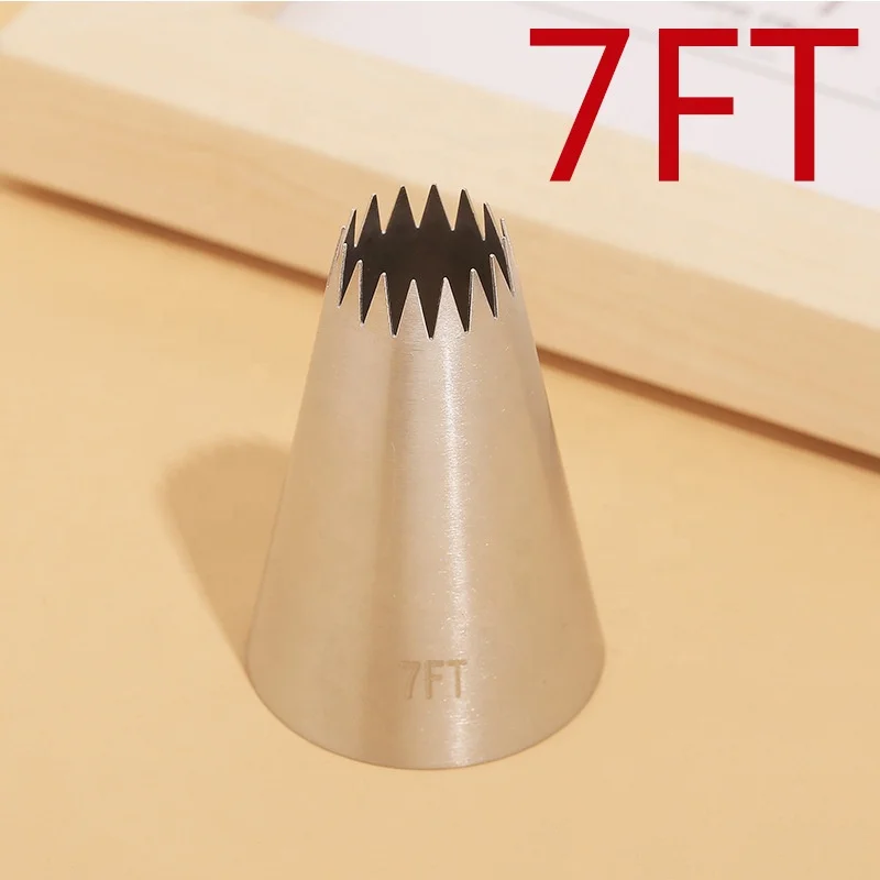 #7FT OEM DIY Custom logo Large Size 1pcs Baking Accessories 304 Stainless Steel Cake Decoration Tool Piping Nozzle Bake Tools