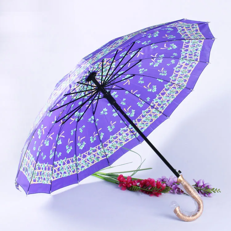 DD1244  Advertising Large 16K Promotion Umbrella Cheap Straight Long J Handle Umbrella Printed Silks Golf Umbrellas