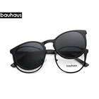 Metal Clip On Metal Clip On Polarized Bauhaus X106 Metal Round Optical Frame Clip On Polarized Sunglasses