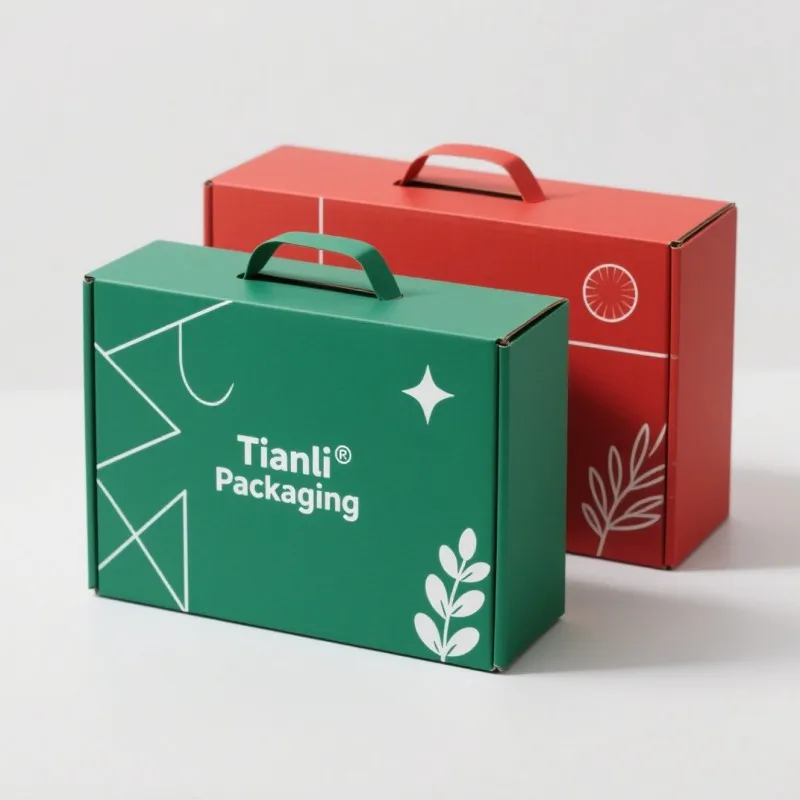 product shipping gift box with handle durable corrugated box wholesale custom foldable handbag cardboard packaging-7