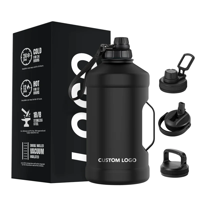 2024 New Arrival Half Gallon 2.2L Stainless Steel Sports Gym Bottle Water Jug With Handle