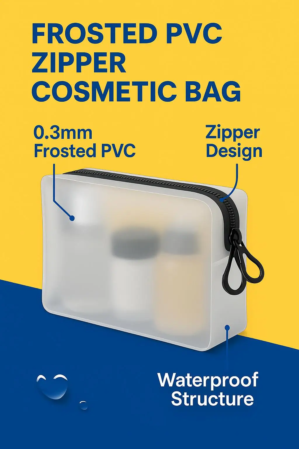 Waterproof Frosted PVC Toiletry Bag with Zipper for Travel Makeup Organizer - detail 4