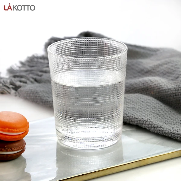 240ml glass cup with grid wine careffes cylinder wine glass customizable glass coffee mug