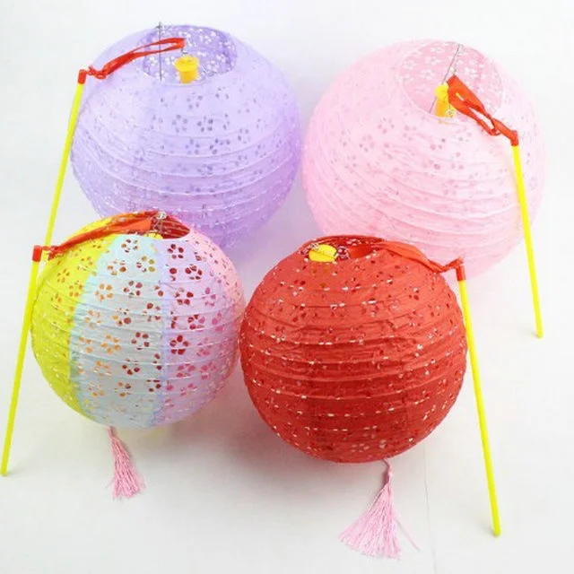 Led Light Hollow Paper Lantern In Color For Children's Day Kids Birthday Party Diy Lampion - Buy Lantern Festival,Luminous Hollow Lanterns,Chinese Style Decorative on