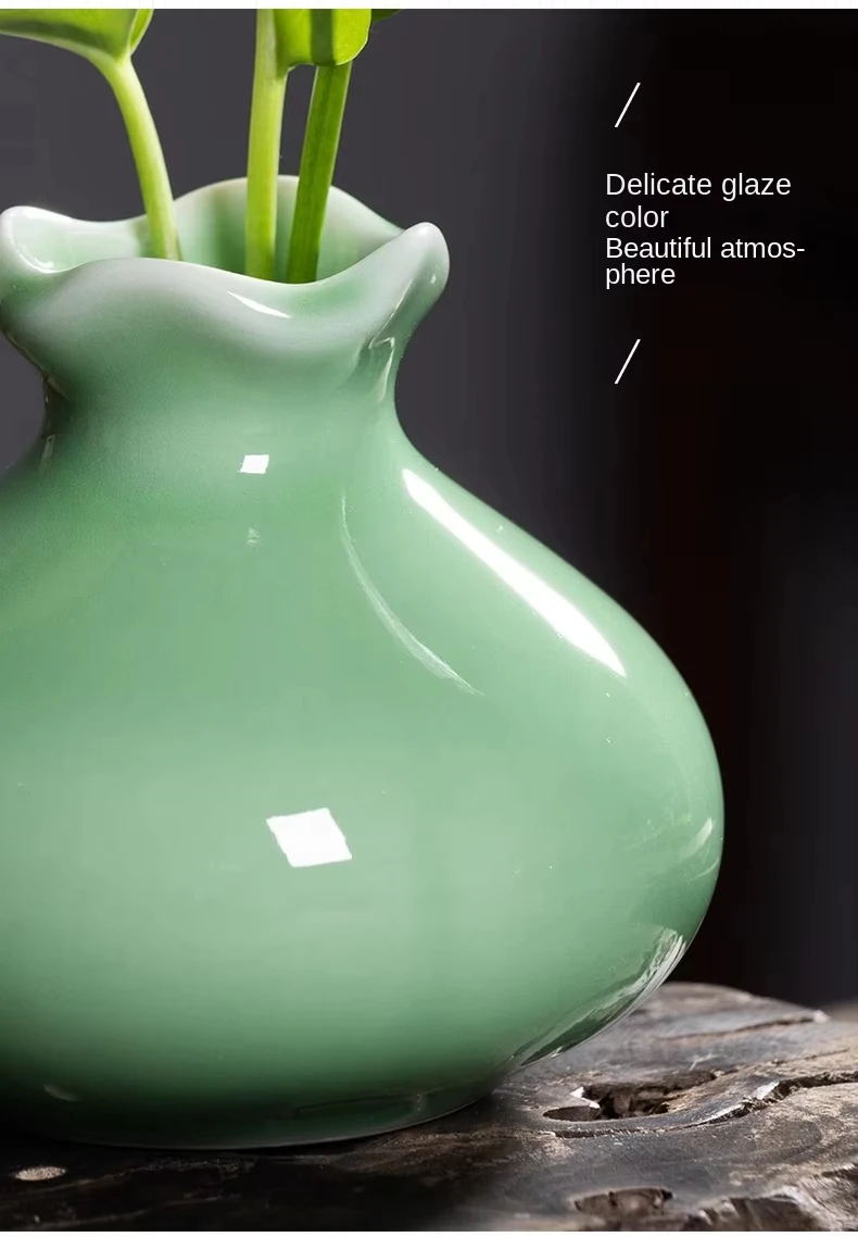 product longquan celadon chinese style floral ornaments tustic small vase simple creative bud flower ceramic vases for flowers-9