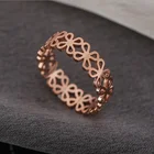 Finger High Quality Hollow Flower Clover Stainless Steel 2 Colors Women Finger Rings Jewelry