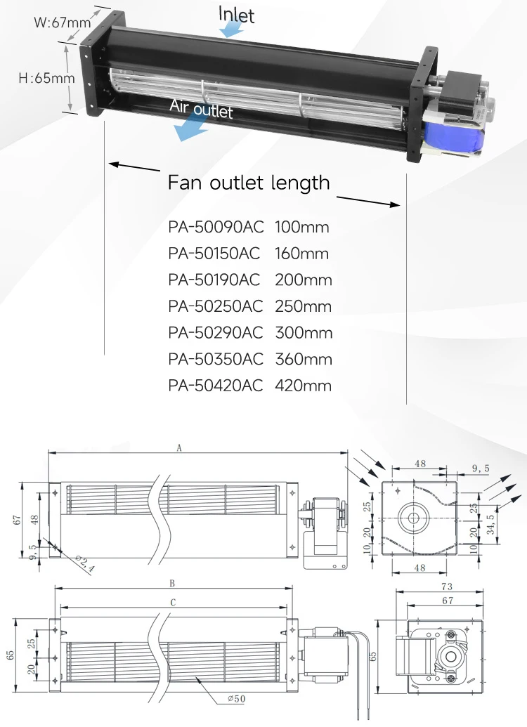 Cross Flow Fan, FANOVA, 50mm, 10V/12V/24V - detail 24