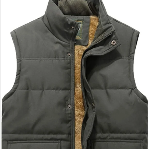 Men's vest short style plush cotton vest with pockets, multiple styles and colors