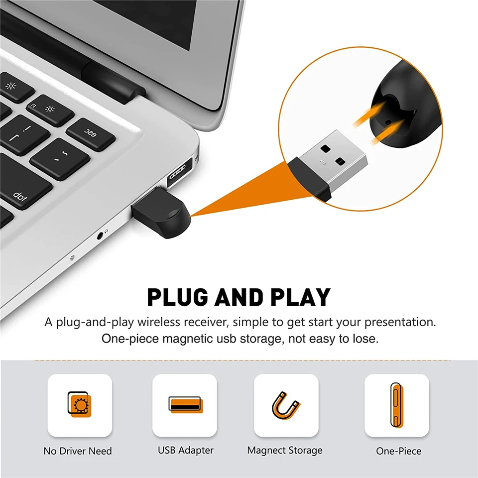 Volume Control PPT Presentation USB 2.4GHz PowerPoint Pointer Wireless Presenter Red Laser Page Turning Pen Remote Control Mouse