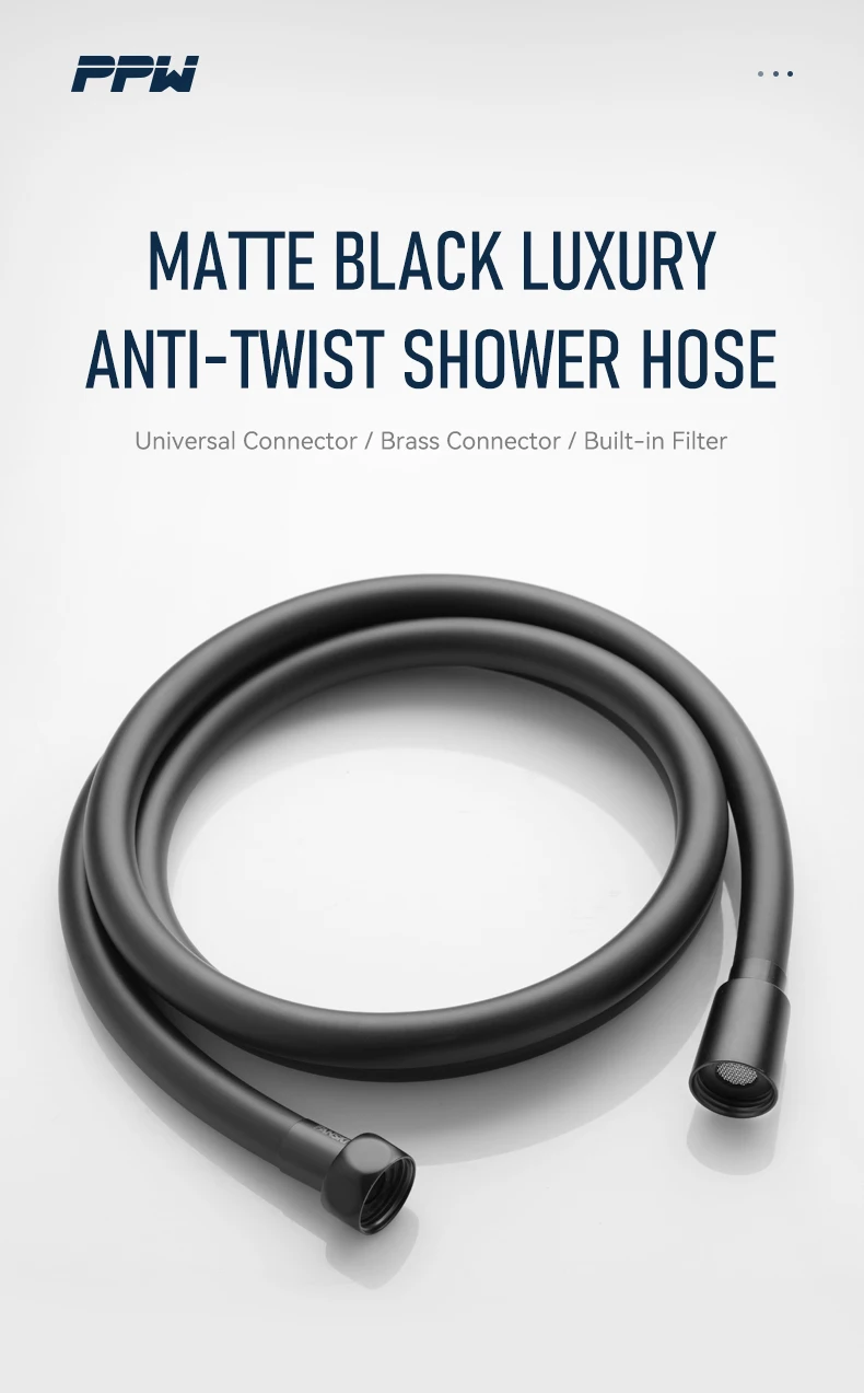 Modern Flexible PVC Shower Hose Bathroom Plumbing Hose Matte Black Hose Resistance High Pressure Shower Hose manufacture