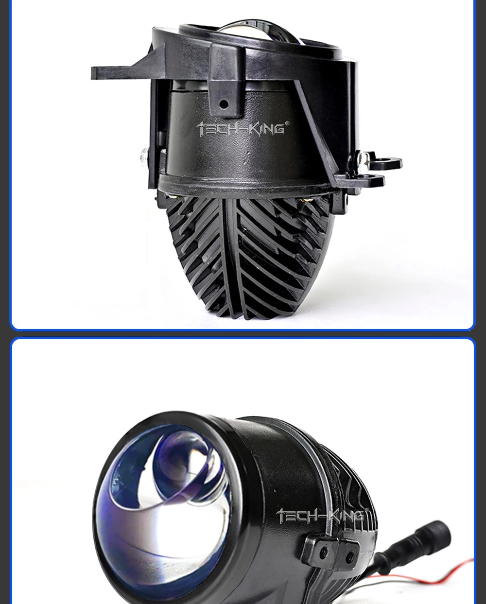 TECH-KING Automobile 2-inch 12V universal LED three-light matrix projector fog lamp for Toyota Nissan laser lens fog lamp