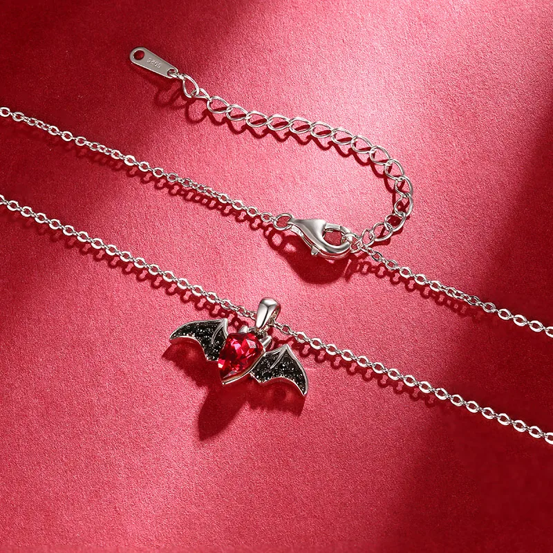 925 Sterling Silver Cde Supply Halloween Spooky Crystal Jewelry Bat Animal Necklace