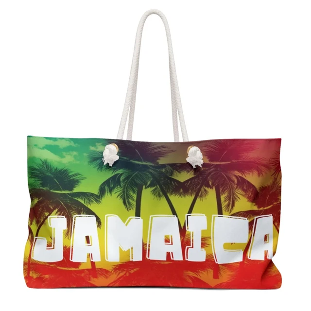 wholesale extra large sublimation sunny life printed tote lined waterproof canvas cotton jamaica beach bags with cotton rope