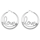 Gold Plated Hoop Earring Nice Design Gold And Rhodium Plated Hoop Earring With Love And Stones For Women