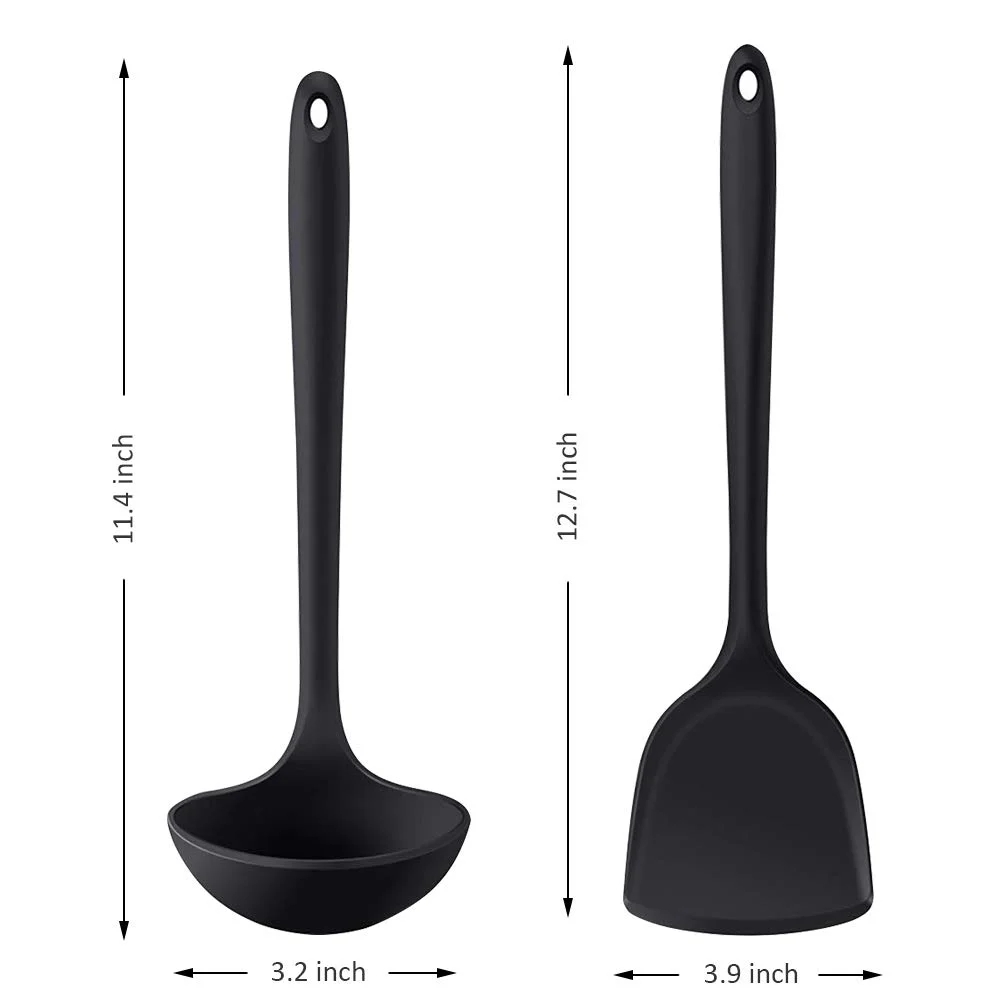 Eco Friendly Solid Turner & Ladle Deep Spoon 2 in 1 Set Silicone Utensils Set Cooking Utensils