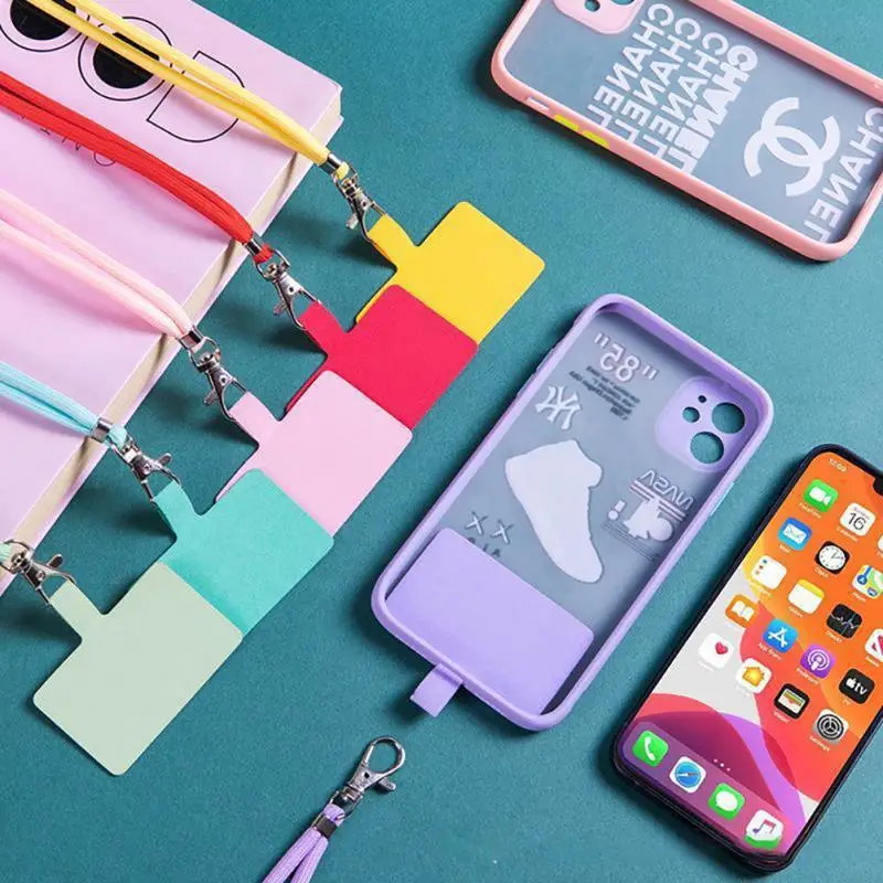 Fashion Adjustable Phone Lanyard Card Fixed Mobile Phone Shell Colorful Neck Cord Anti-lost Lanyard Strap Phone Safety Tether