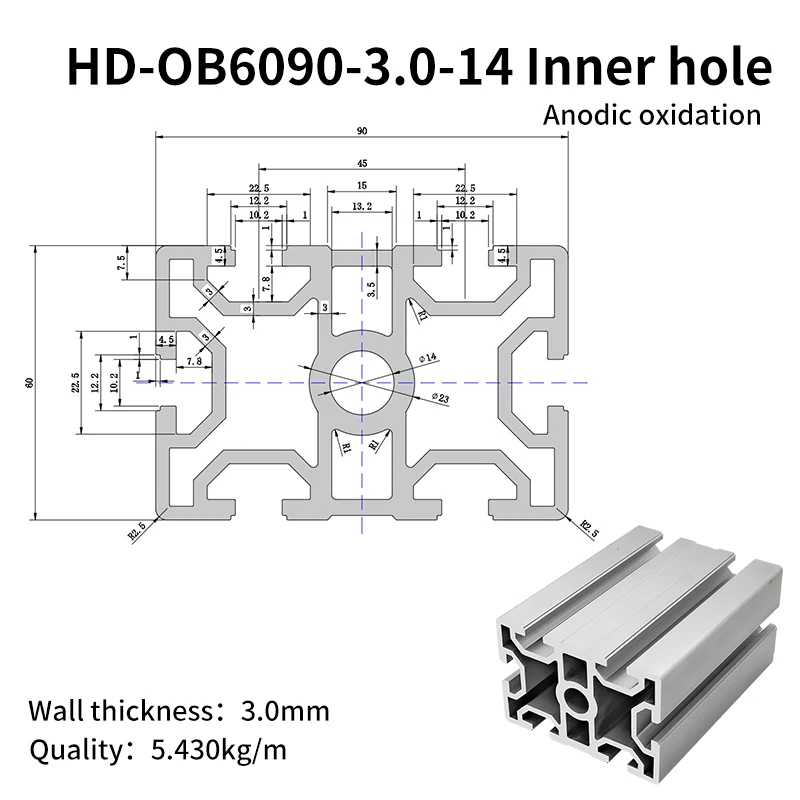 6090 Industrial Single Slot Extruded Aluminum Alloy Profile Suitable for Automation Equipment Frame Assembly supplier