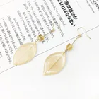 Flower Gold Earring Fall Long 2020 Simple Flower Bridesmaid Geometric Drop White Gold Leaf Style Earring