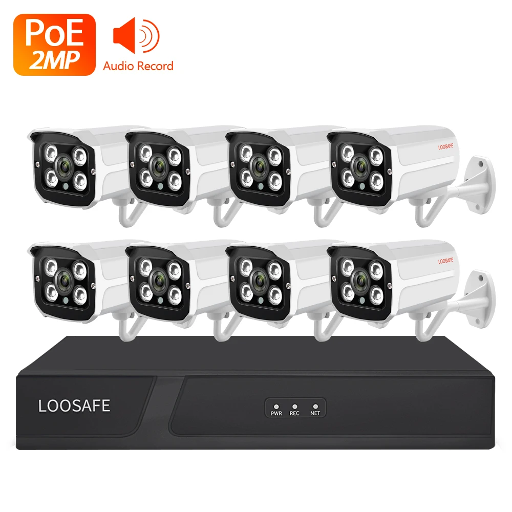 8CH NVR In/Outdoor Waterproof IR-CUT POE 8Pcs 720P CCTV Camera Security System 