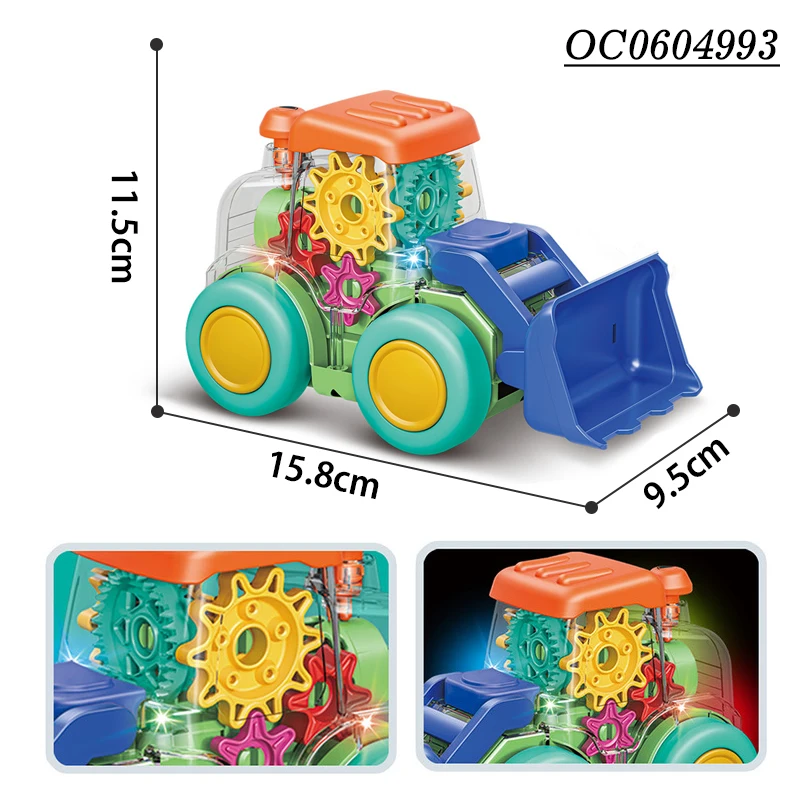 Universal colorful gear battery operated electric car truck toy with light music