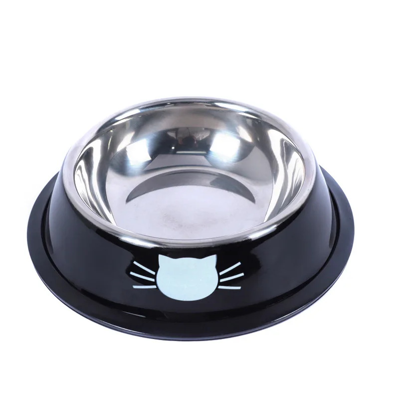 product single stainless steel anti slip silicone side pet food water feeding bowl with footprints printing-54