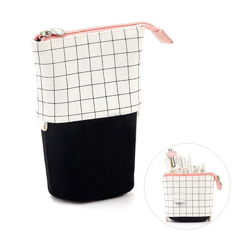 Cute and simple multi-functional pencil bag variable drop-down canvas pencil bag cosmetic storage Multi-functional storage