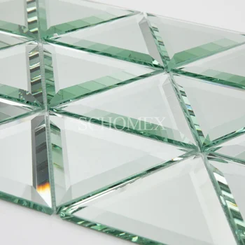 Schomex Wholesale Triangle Square Strip Mirror Glass Mosaic Tiles For Backsplash Bathroom Wall