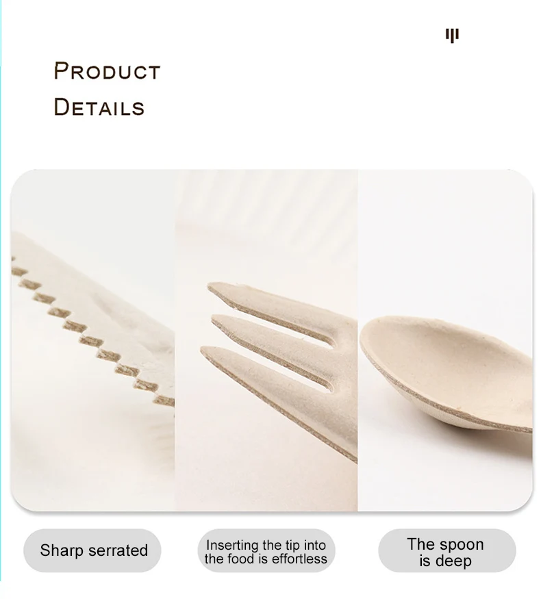 Eco Friendly Biodegradable Disposable Cutlery Sugarcane Pulp Bagasse