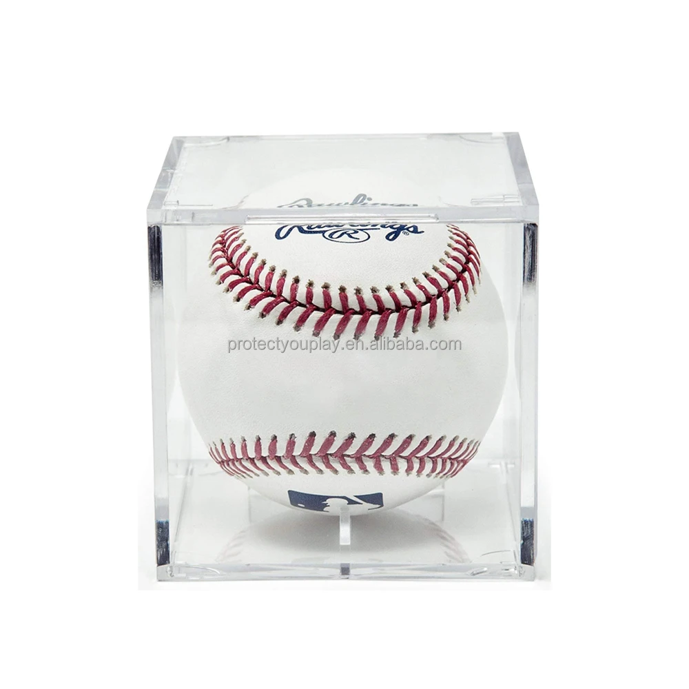 4 Pack Baseball Display Holder with a Slide-In Bevel Closure and Closure 