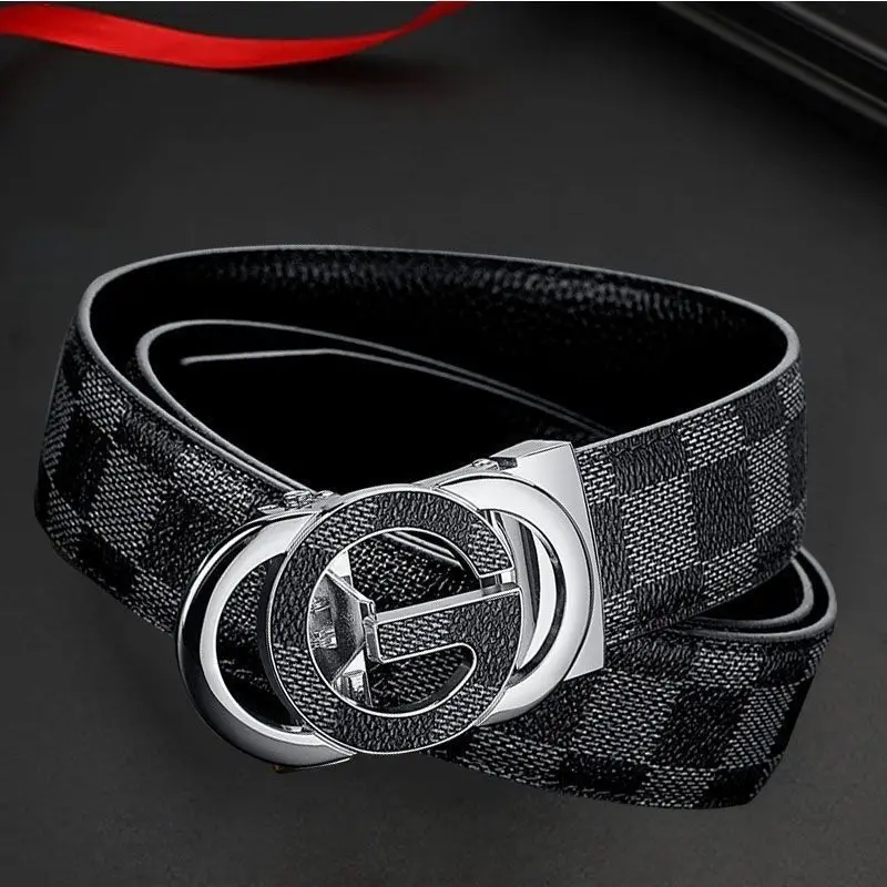 Wanshui Men's genuine leather belt business automatic buckle cowhide belt simple fashion waistband brand designer belt
